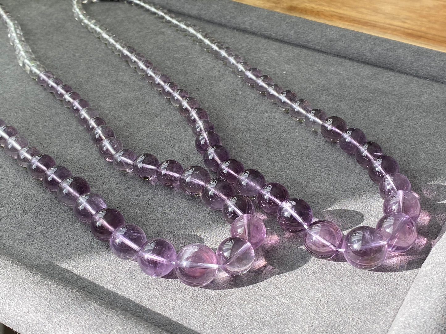 Rare High Clear Natural Lavender Milky Amethyst gradient Change color mix size Bead Necklace 6-14MM