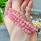 Top High Grade Ice Rhodochrosite,Less white more clear Rainbow cat eye fire smooth round Bracelet