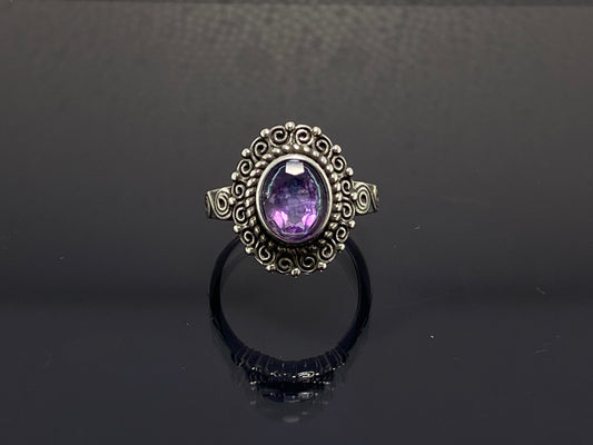 AAA grade Amethyst sterling silver vintage ring