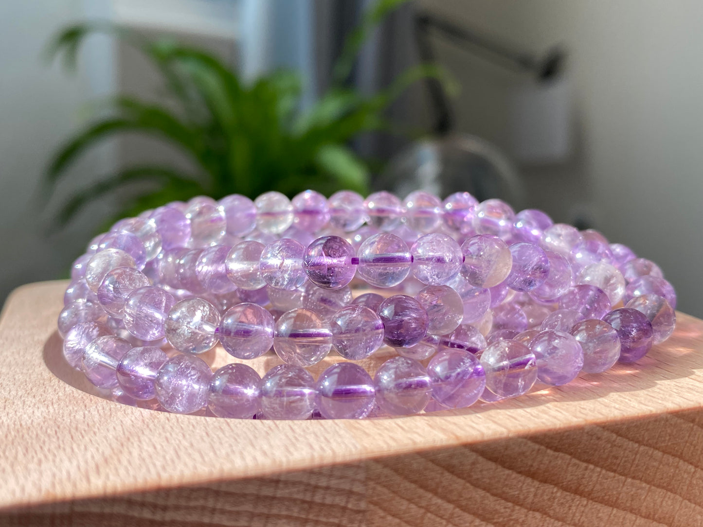 AAAA Grade Natural Purple Quartz Rutilated Rainbow shinning Round bead Bracelet Necklace 6mm