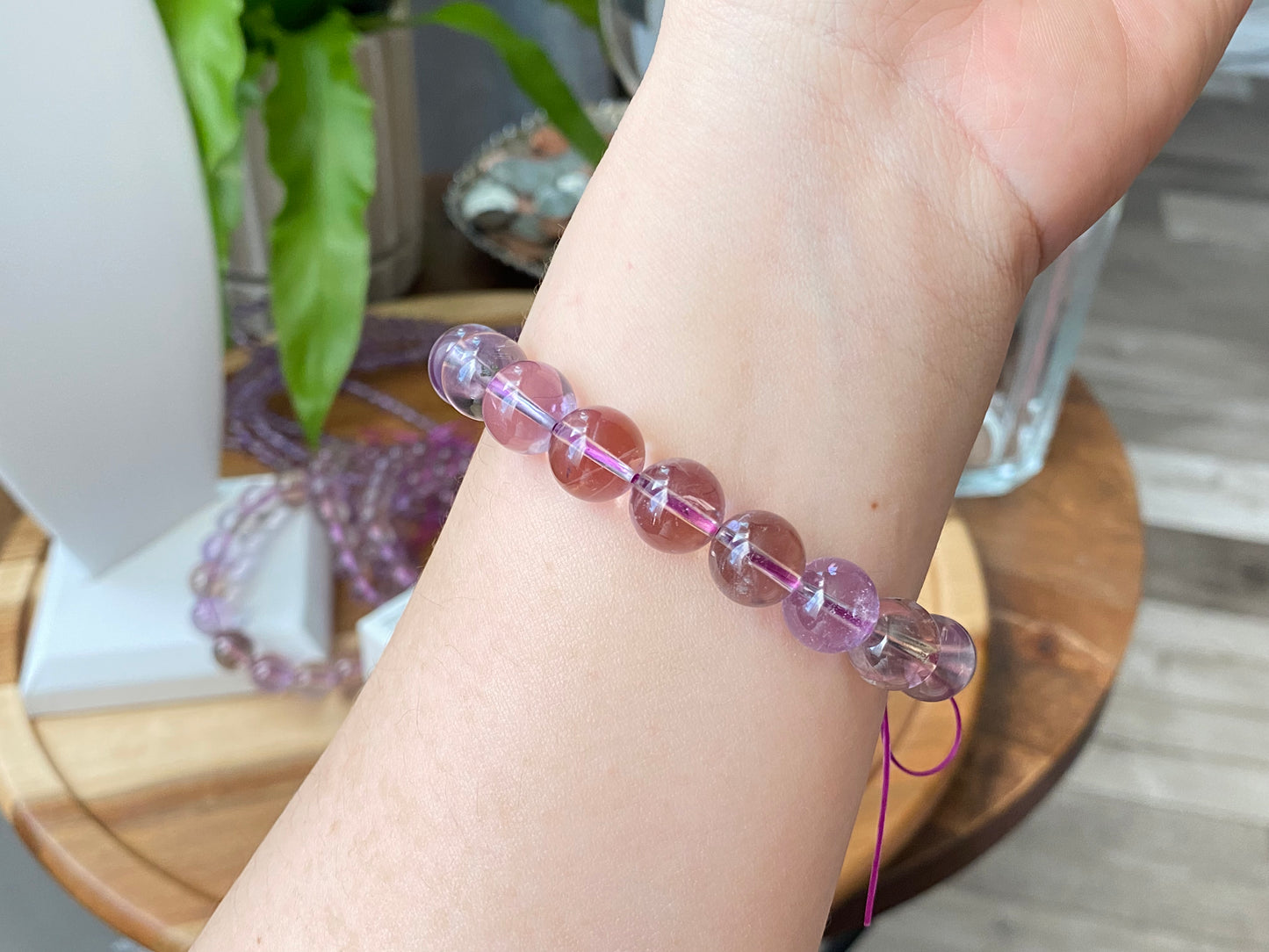 Top Grade Clear Natural Yellow Purple Ametrine Smooth round Polished bead bracelet,gift for her, gift for Mom 6mm 9mm 10mm 12mm