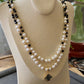 Natural Freshwater pearls with faceted Black Spinel 14K gold filled Handmade Necklace,gift for her, gift for him
