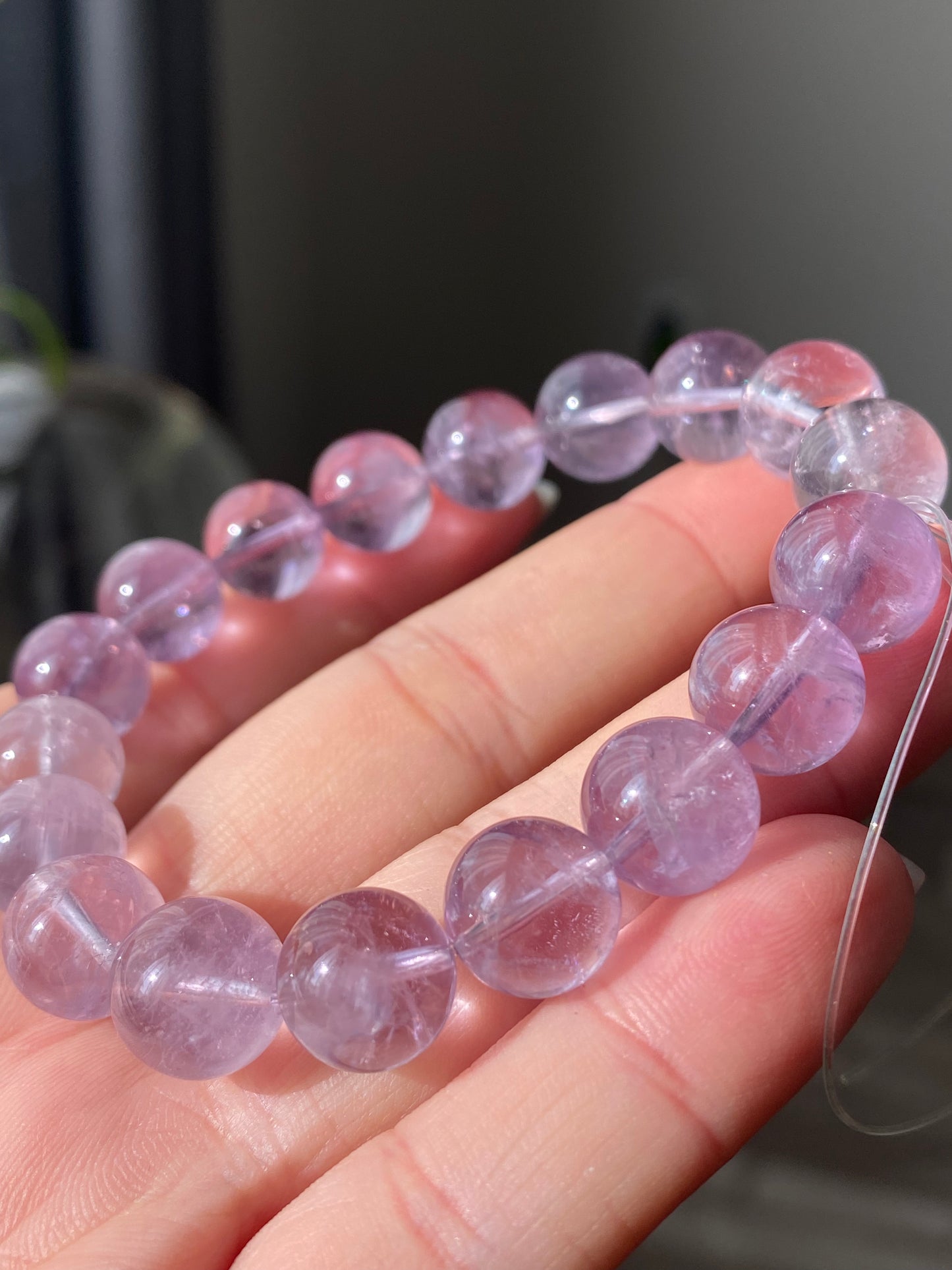 Natural Grade Light Purple，Gradient Lavender Purple Amethyst Round Bead Bracelet，meditation  jewelry