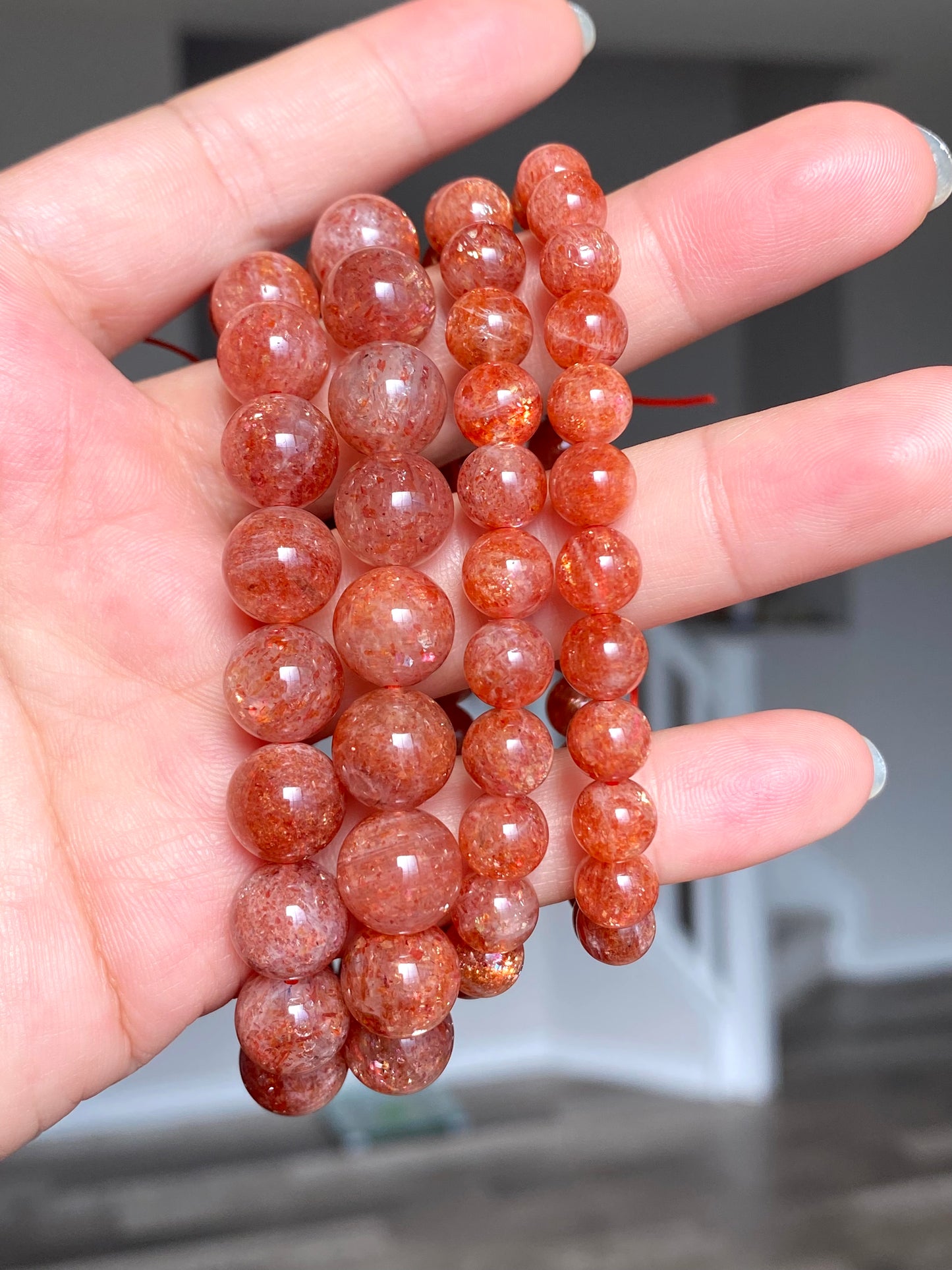 High Quality Sunstone  healing crystal，with rainbow inside bead bracelet necklace 5mm,7mm,8mm,10mm