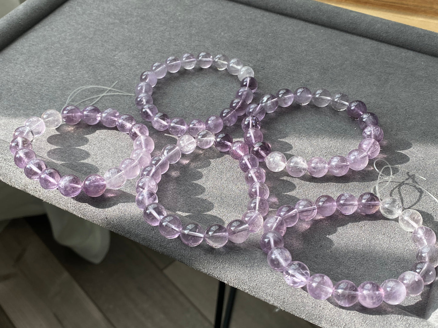 Natural Grade Light Purple，Gradient Lavender Purple Amethyst Round Bead Bracelet，meditation  jewelry