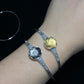 Gibeon Meterite  Sterling silver Lucky clover star rotate adjustable bracelet bangle，Anniversary gift for her