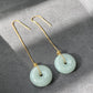 Natural A Donut Hetian Jade,Circle Jade Drop Earring,Drop dangle Earring/EarWire,handmade earring
