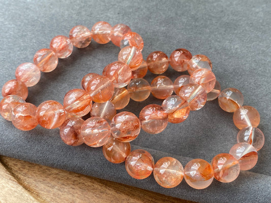 Natural High Clear Grade Super Gorgeous Koi Carp Fire Quartz,Hematoid Quartz Rainbow Flash Bracelet 13mm