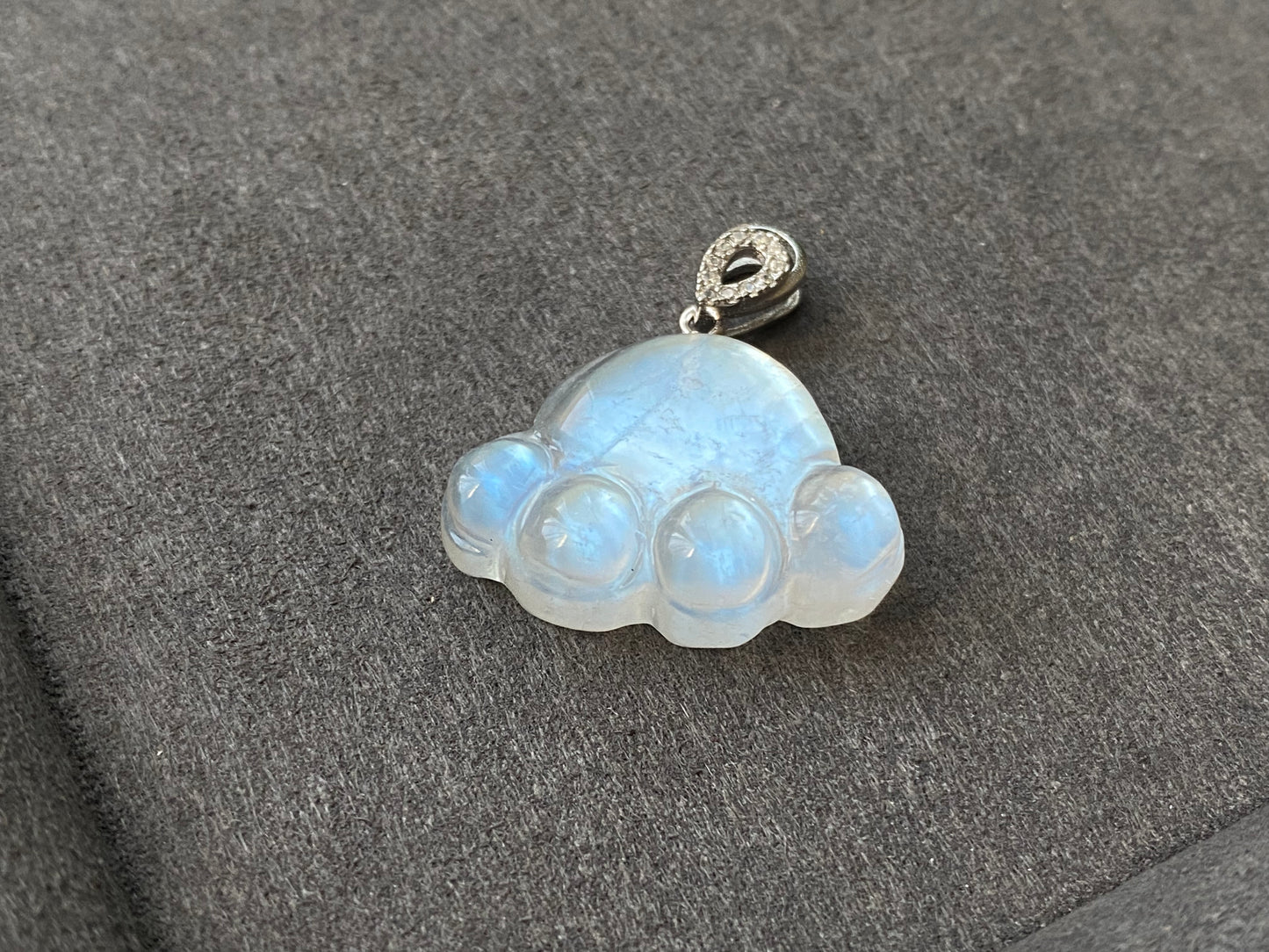 Sri Lanka Natural Moonstone blue Fire illuminate Labradorite Cat Paw Sterling silver pendant with leather necklace