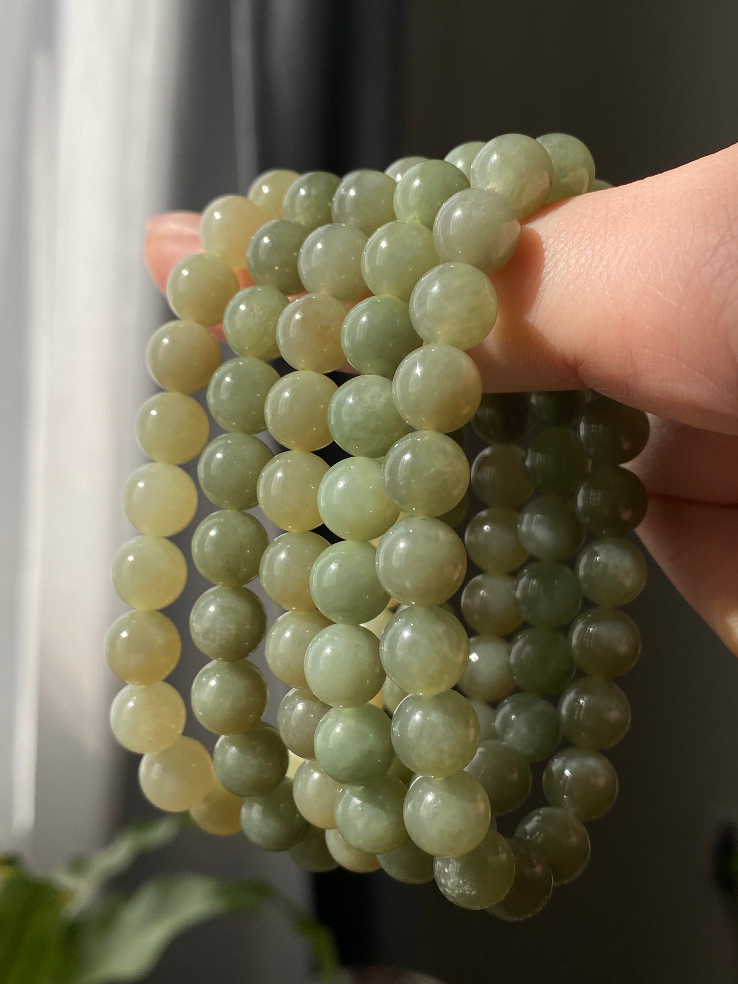 Natural Myanmar Green Jadeite，Nephrite Jade smooth round bead Bracelet,handmade bracelet 8mm+