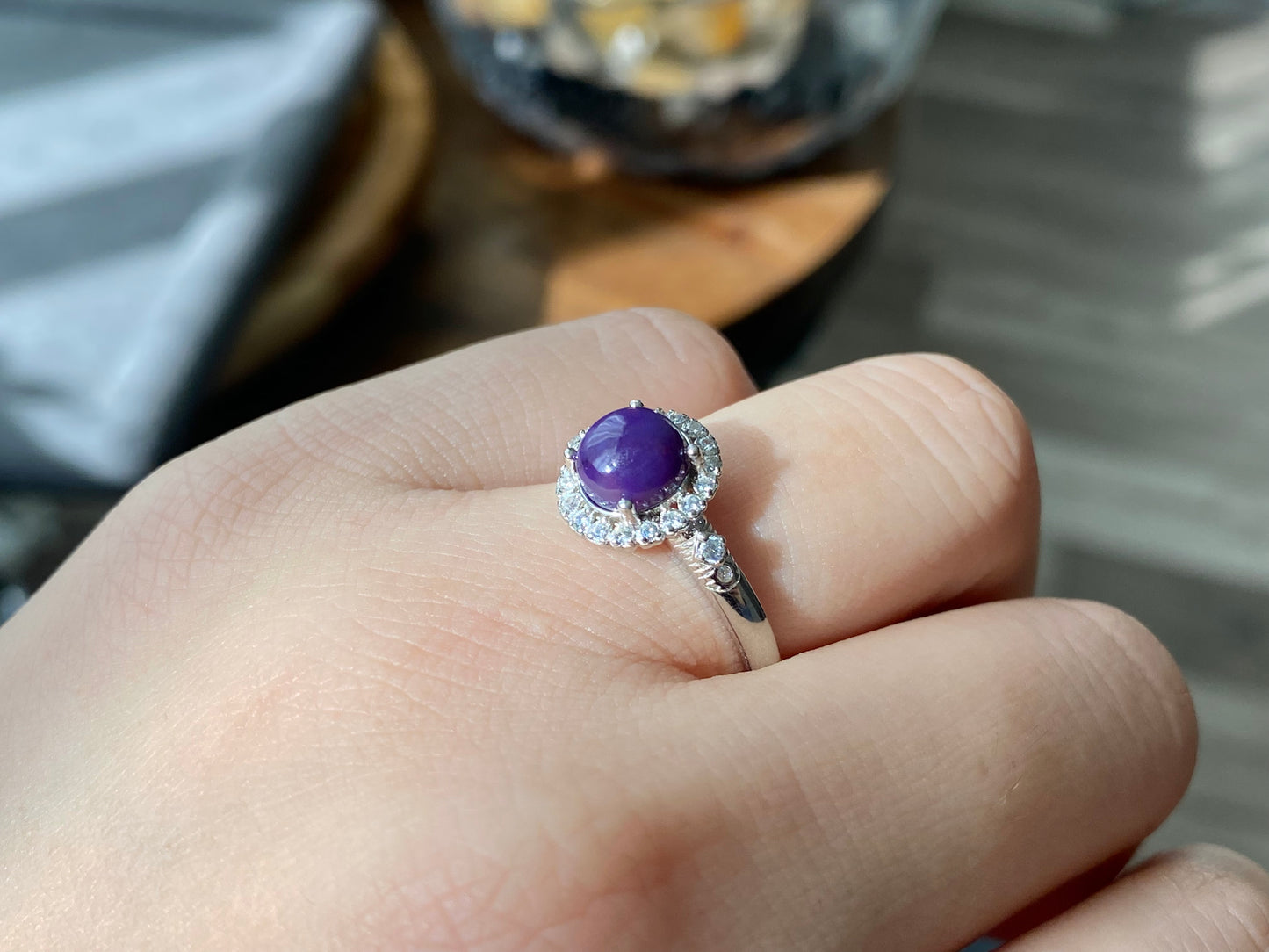 Natural South Africa Purple  Pink Sugilite Sterling Silver Adjustable Ring，Gift for her, Bridesmaid Gifts