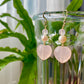 Natural AAA high quality Rose quartz cuty puffy heart shape drop dangle earring,Handmade Earring,Made in California