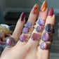 Natural Purple Lepidolite Vintage style Oval shape Adjustable Ring