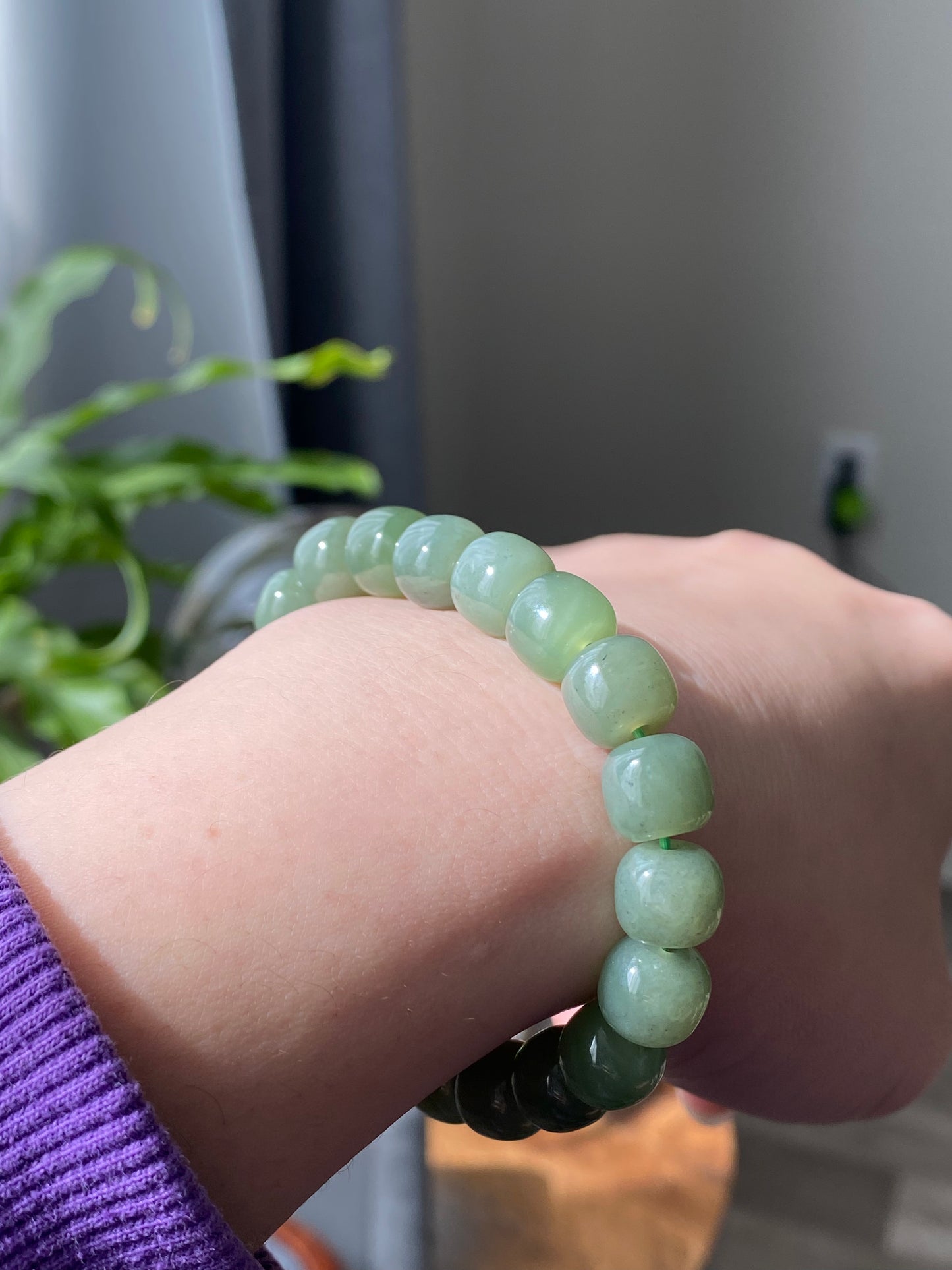 AAA  Natural BIYU Hetian Jade square bead Nephrite bead Bracelet Best Gift for her,gift for Mom