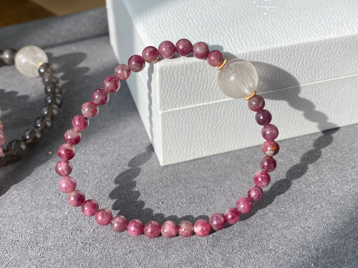 “Love Surround”Natural Tourmaline,Cordierite,Iolite,Aquamarine,Strawberry quartz,Citrine,Rutilated Quartz,Kunzite Couples Bracelet,Valentine's Day Gift