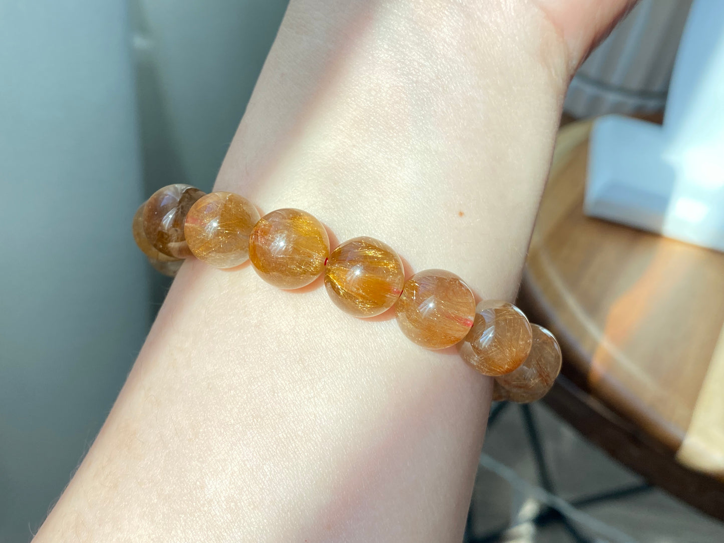 Top Grade Latte gold Coffee Rutilated Quartz,  wealth, health,block bad energies round bead bracelet 10mm,12mm,13mm