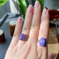 AAAAA Genuine Natural High Grade Silk Shin Purple Charoite,Cat Eyes Oval Shape sterling silver Adjustable Ring