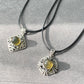 Genuine Natural Dominican Amber High Rare Grade Smooth Round Sterling silver setting,  Victorian Chrome Hearts Mid-century Style Necklace