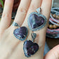 Natural High Rare Grade Purple Pink Sugilite Heart Shape  Mid-century Sterling Silver Pendant