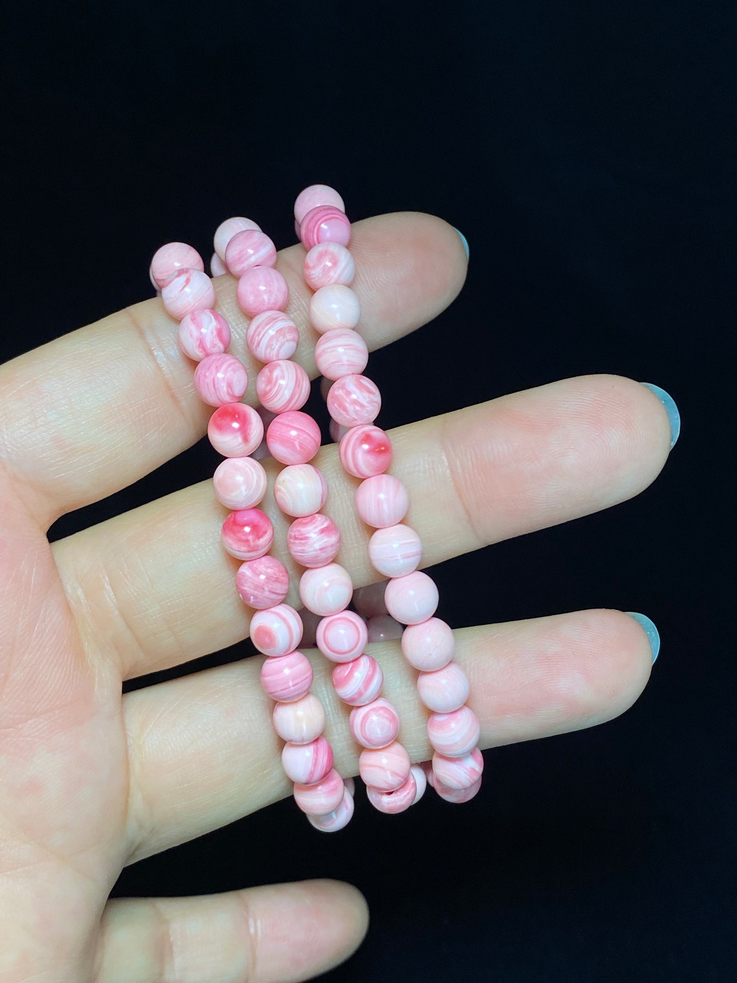 pink queen conch shell round long bead bracelet necklace