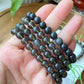 Natural Cintamani Saffordite Tektite Bracelet, wishing stone, Saffordite Tektites, Arizona Tektitest polished round bead bracelet