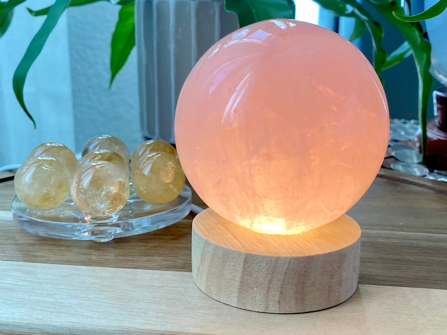 Hight grade 76MM Natural Rose quartz Sphere，Quartz Crystal Ball,Crystal Healing Divination ball,Led light stander