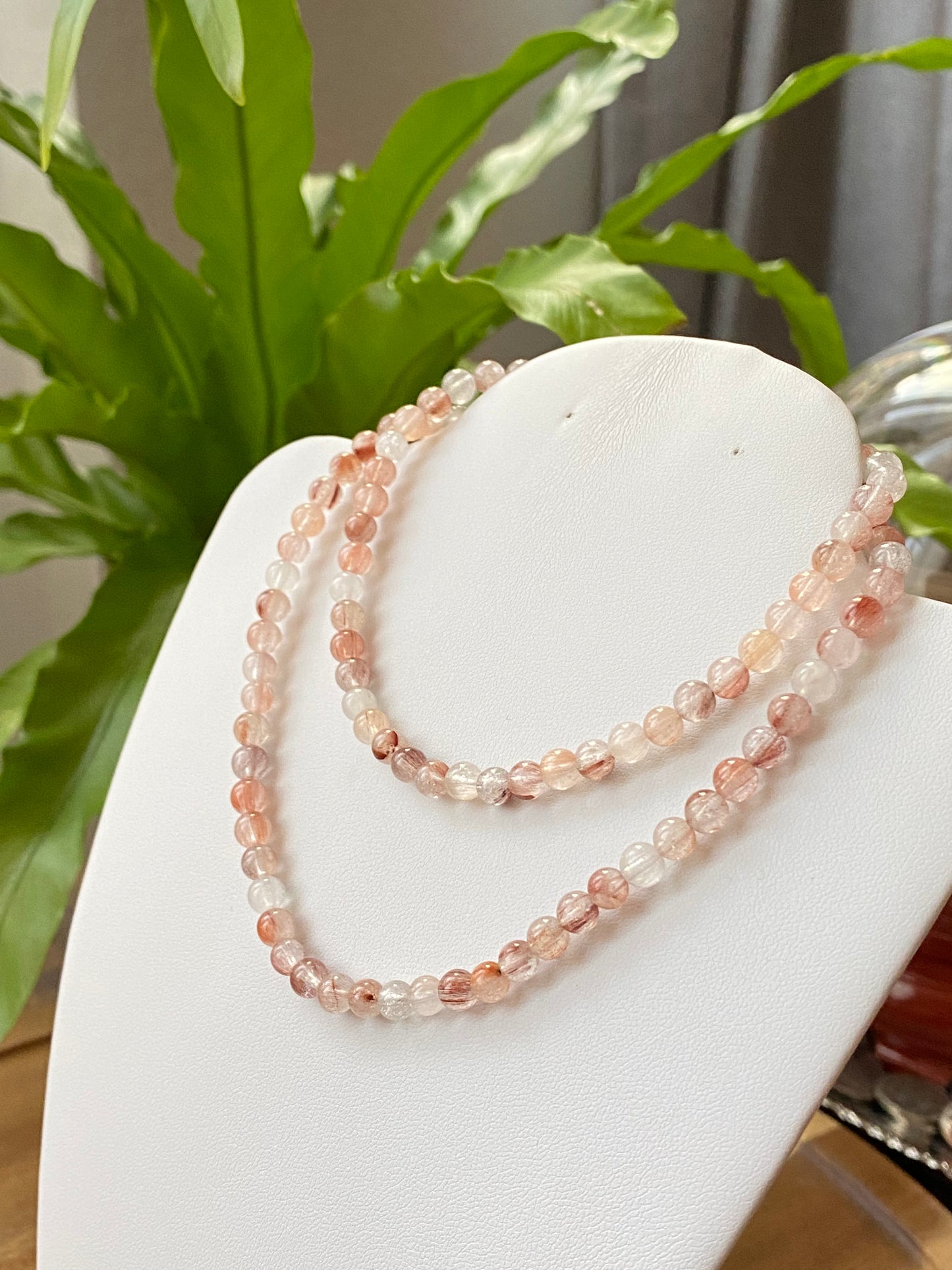 AAAA Grade Natural Rutilated Quartz White Pink Red rabbit Rutilated crystal bead bracelet 5mm+ Negative Energy Clearing and Protection