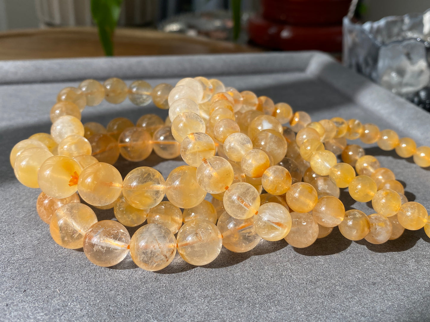 AAAA High Grade  Rare Natural Yellow Red Gold Amphibole Quartz, Angel Phantom Quartz bead bracelet 7mm/8mm/9mm/10mm/11mm/12mm