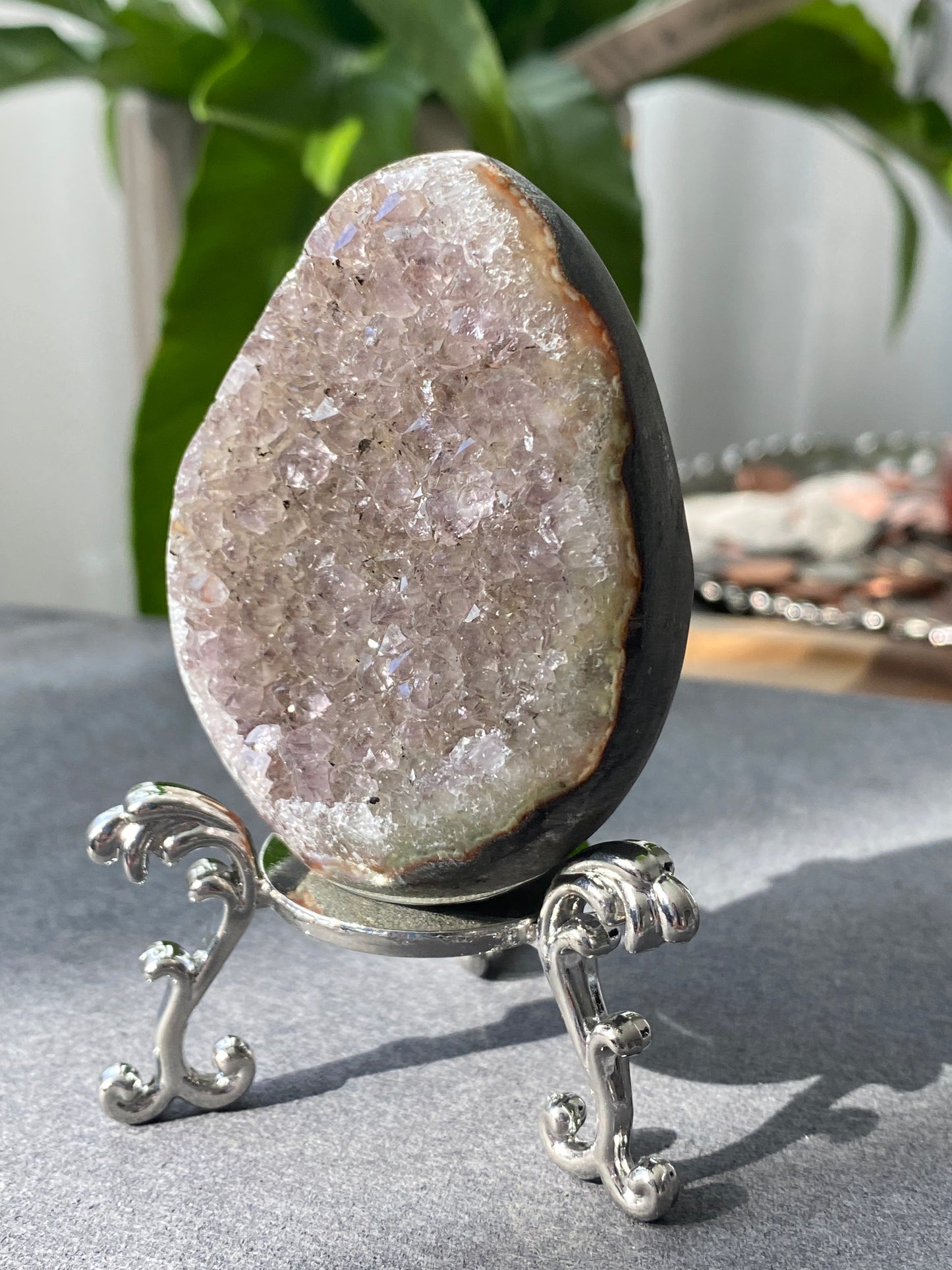 Natural Amethyst Dragons Egg with Stand- From Brazil，healing and cleansing powers & enhances spiritual awareness 130-215Gni