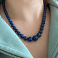 Natural Lazurite Lapis Lazuli Deep Blue less white Mixed size Bead Healing Crystal Necklace  4.7-13.5MM