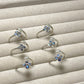 Nature labradorite four leaf clover zircon floral open ring