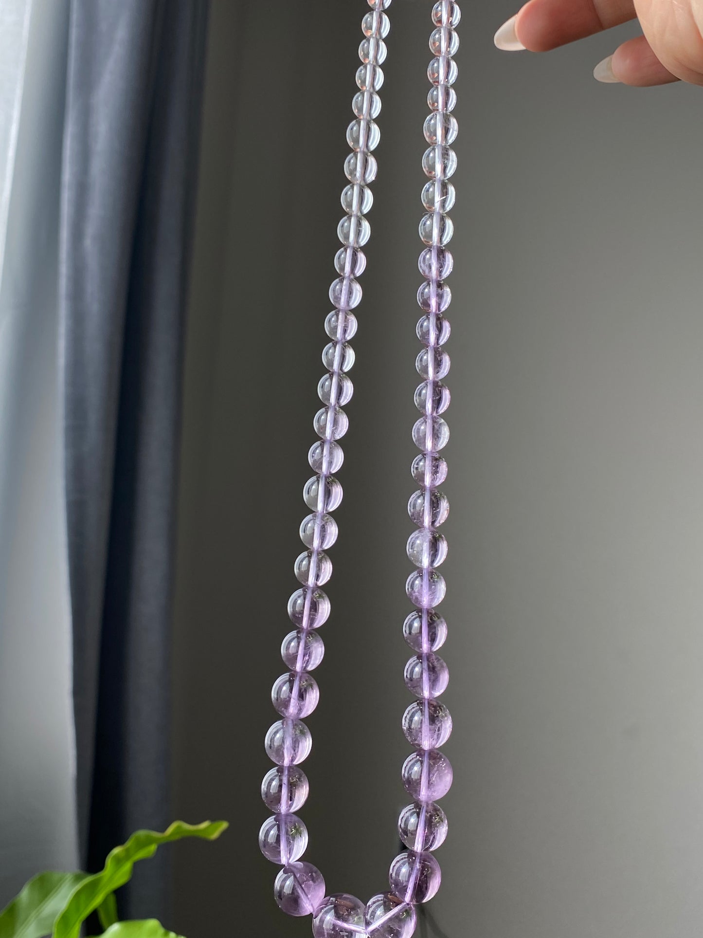 Rare High Clear Natural Lavender Milky Amethyst gradient Change color mix size Bead Necklace 6-14MM