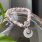 Love with Crescent Moon Rose Quartz freshwater pearls faceted clear quartz handmade bracelet, gift for her,Valentine gift