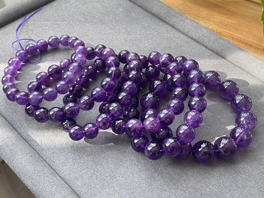 AAAAA High Quality Natural Deep purple  Amethyst Uruguay round meditation bracelet,protective ,nobility 10mm,11mm,12mm,13mm,16mm