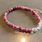 Natural Ruby Red Tourmaline Pink Tourmaline 5mm with white crystal Beaded Bracelet
