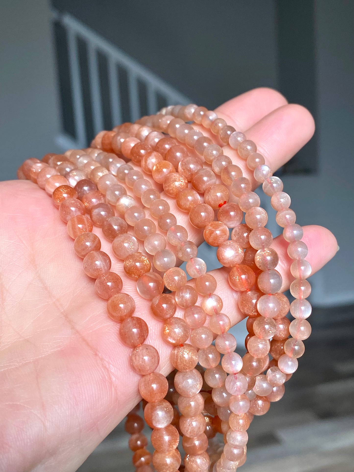 High Quality Sunstone  healing crystal，with rainbow inside bead bracelet necklace 5mm,7mm,8mm,10mm