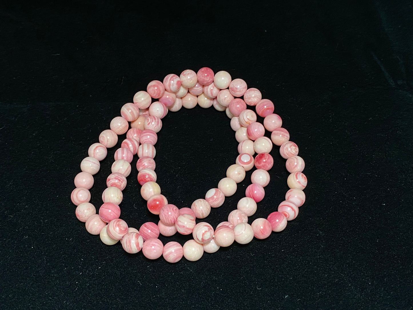 pink queen conch shell round long bead bracelet necklace