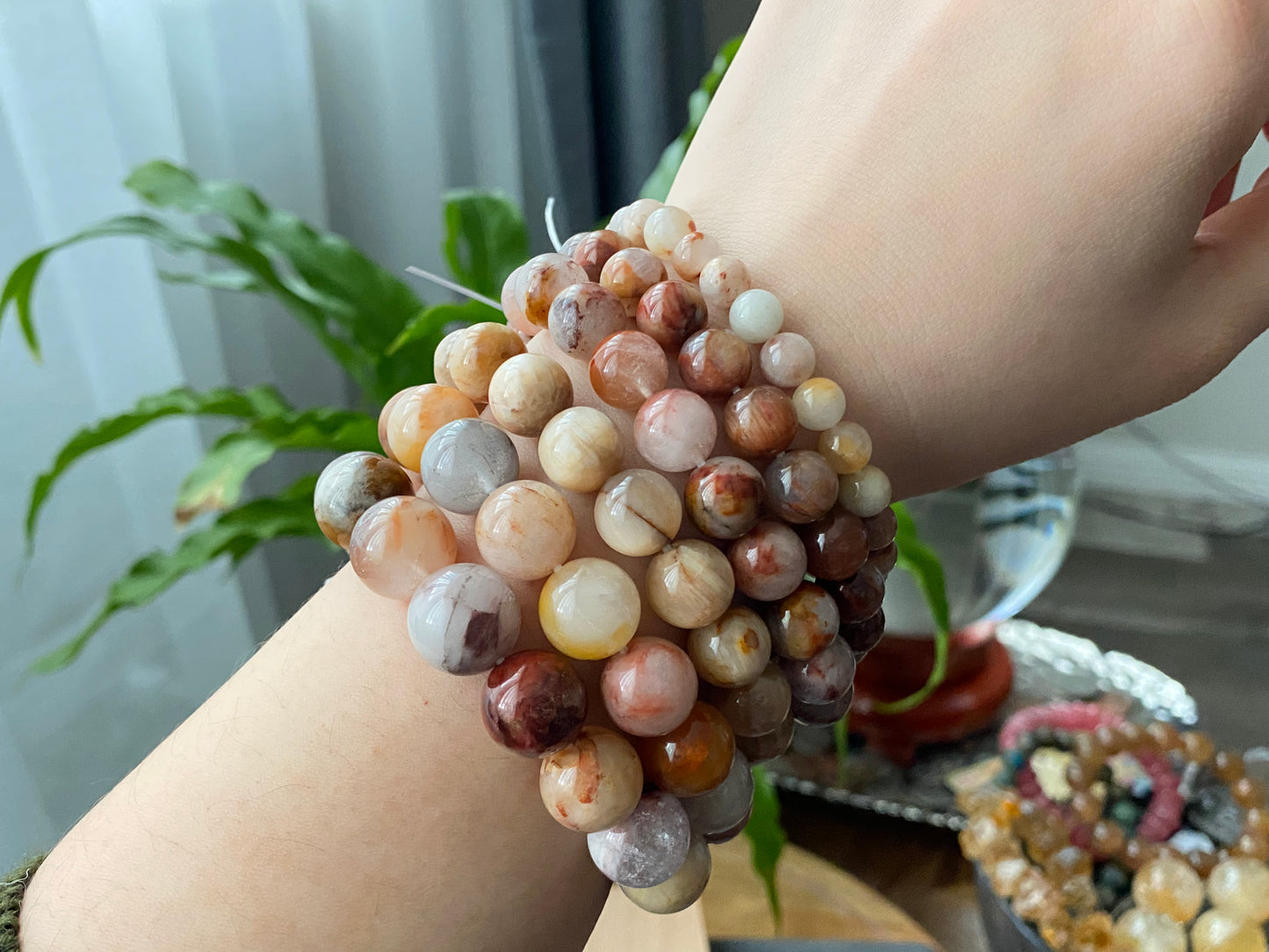 Natuarl Red Brown caramel Rutilated Quartz,Rabbit hair Crystal Round Beaded Bracelet 7mm/9mm/10mm/11mm/12mm