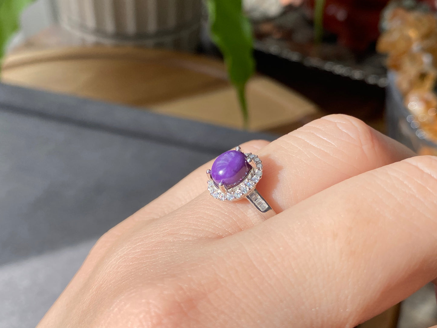 Natural South Africa Purple  Pink Sugilite Sterling Silver Adjustable Ring，Gift for her, Bridesmaid Gifts