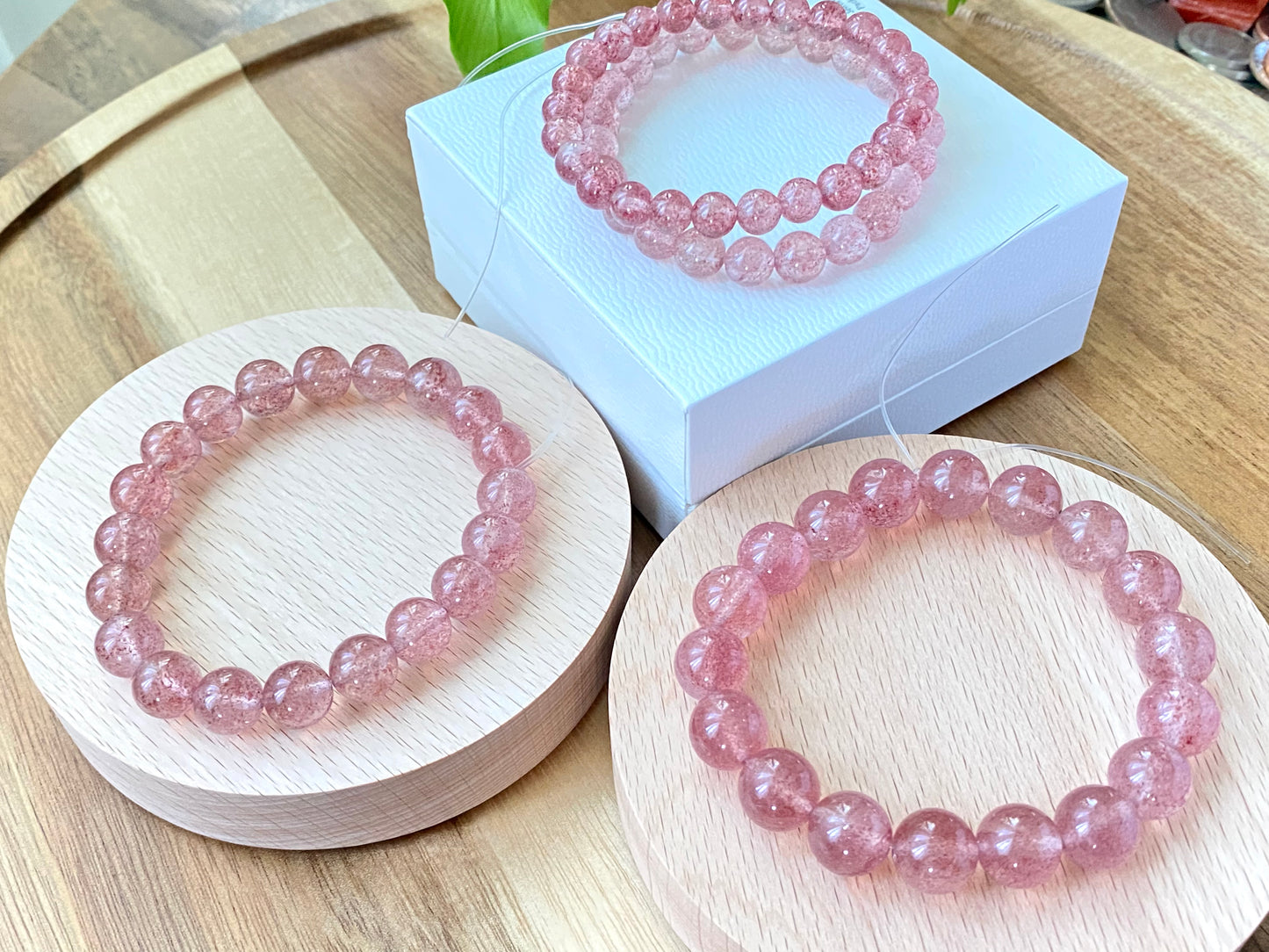 AAAA Grade Natural Rainbow Flash Strawberry Quartz with full seed Gemstone Healing Bracelet 7mm,8mm,10mm,11mm,18mm