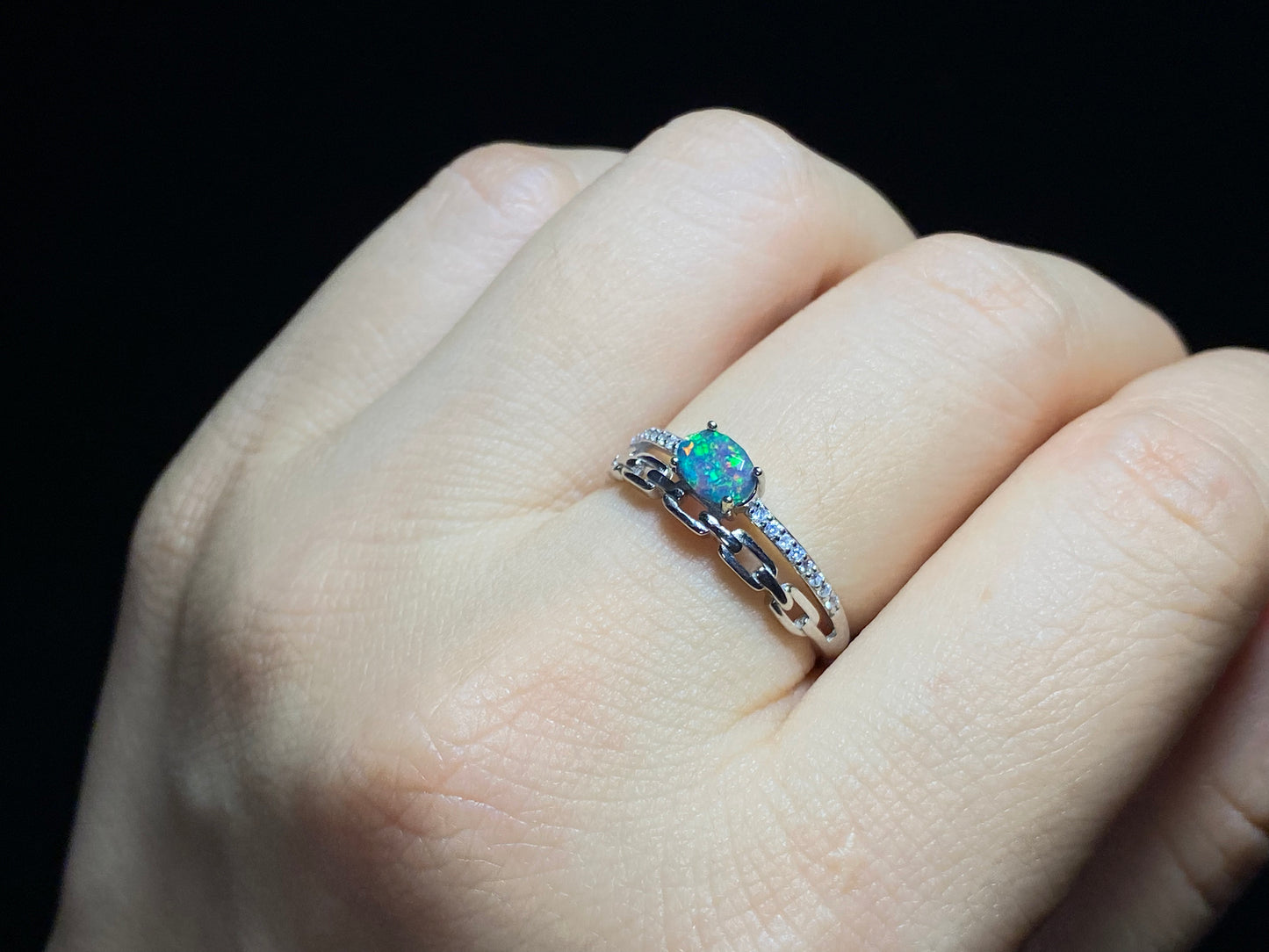 Natural Opal blue green red fire Sterling silver ring bow,feather, dragonfly，Gift for her