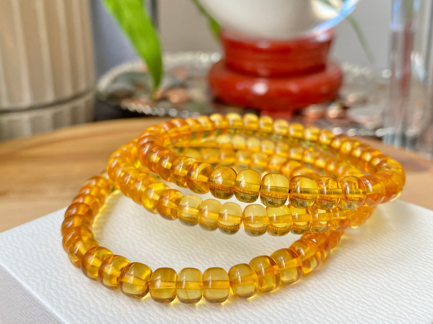 AAAAA Natural yellow gold sweet bee  Amber  Beads Gradient  bead bracelet