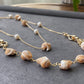 Natural Brown mother of pearls 14K gold Bracelet and Necklace set,it can Link to be long Necklace