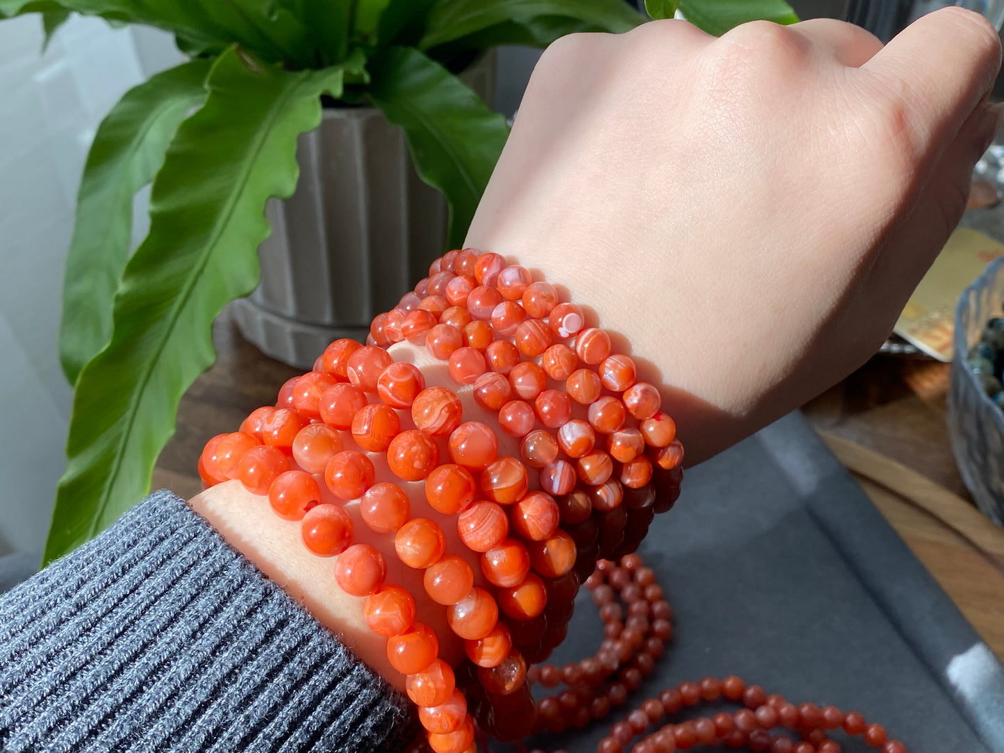 Natural High Rare Grade Nanhong Agate,Southern Red Agate Round Beaded Bracelet Necklace 7mm/9mm