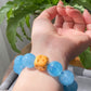 AAAA Natural Rare High Grade Aquamarine smoothie Round Gemstone Bead Bracelet,lovely Blue,handmade Bracelet