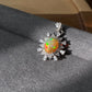 Natural Yello Opal brilliant Rainbow Fine shinning Sterling silver S925 Pendant,Birthstone Jewelry,Cabochon Opal Necklace