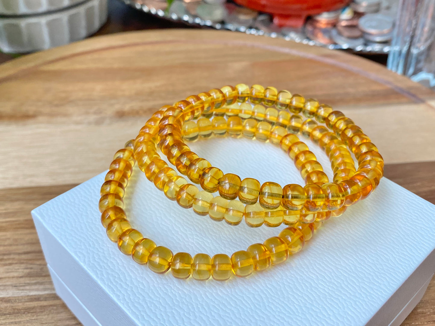 AAAAA Natural yellow gold sweet bee  Amber  Beads Gradient  bead bracelet