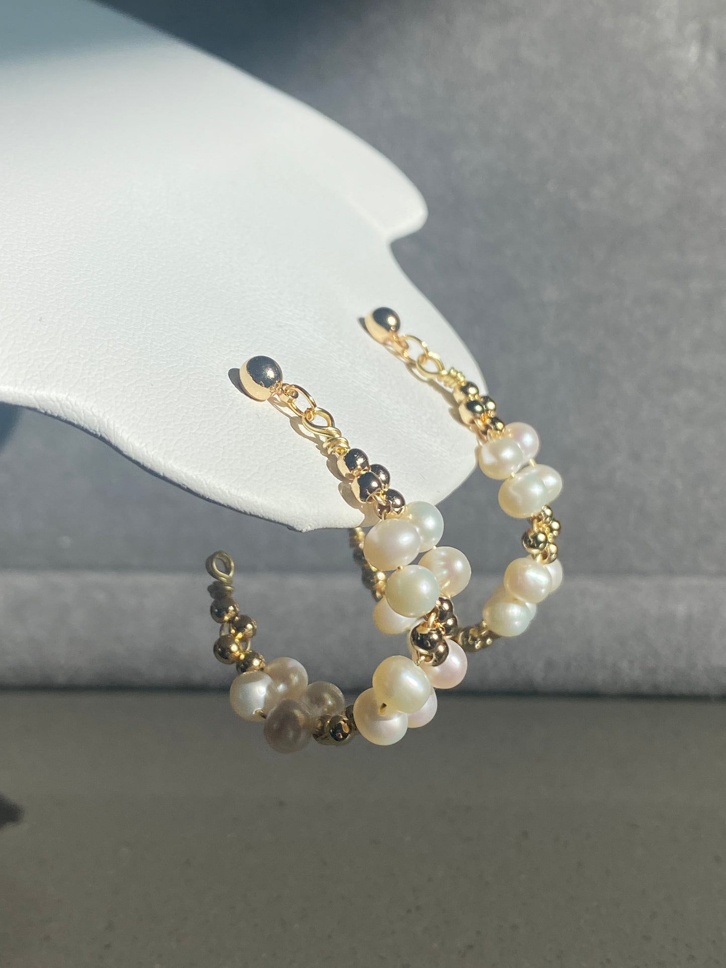 Natural Fresh water Pearls 14k gold filled wire pearl hoop princess earrings