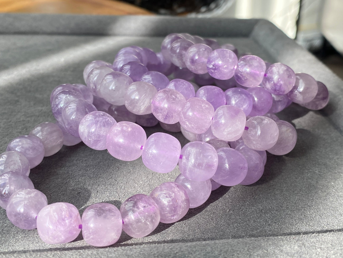 Natural Amethyst Light Purple ,Violet,Lavender,Purplevine,Trendy Purple tone short barrel Bracelet