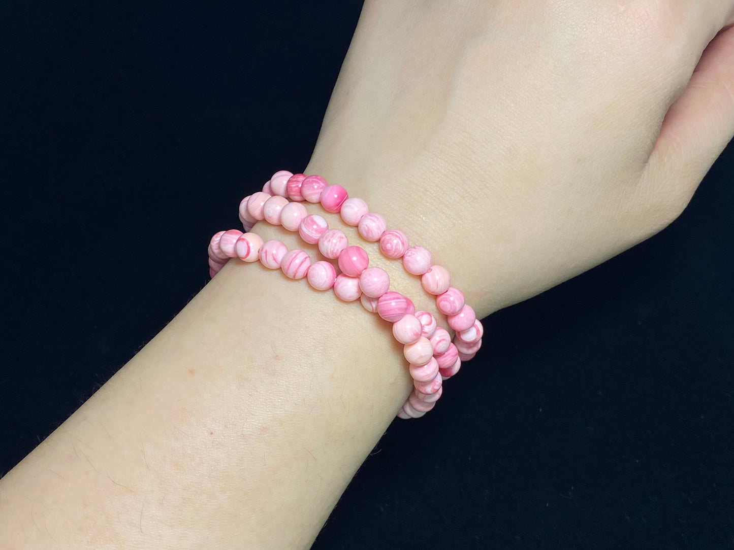 pink queen conch shell round long bead bracelet necklace